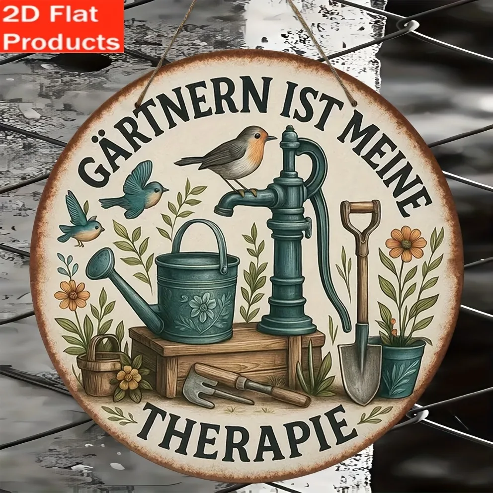 Gardening Tools German - 2D Flat: 1 Vintage Garden Sign,
