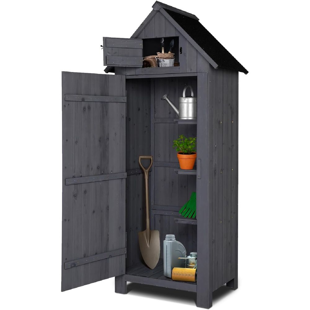 Outdoor Wooden Storage Shed, G - Gardening Tools Organizer recension och pris