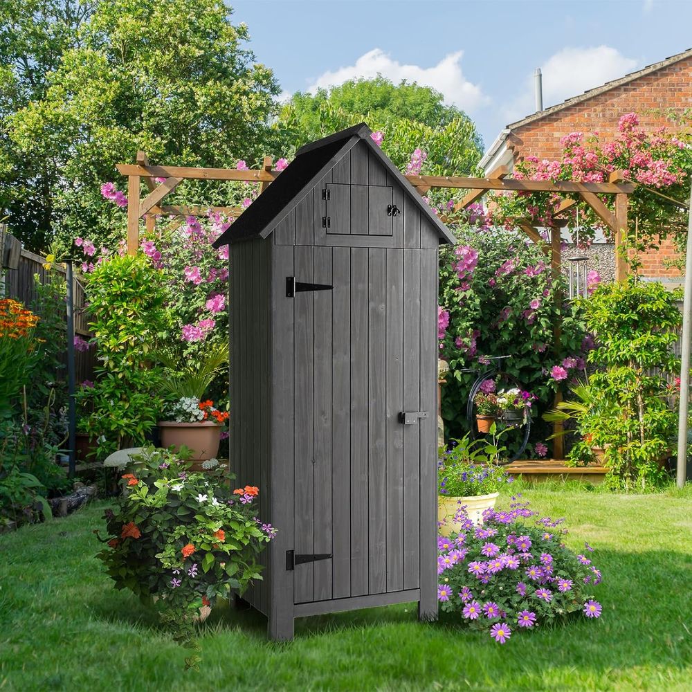 Outdoor Wooden Storage Shed, G - Gardening Tools Organizer recension och pris