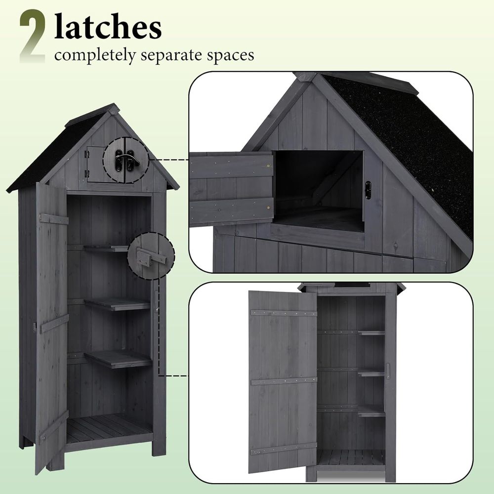 Outdoor Wooden Storage Shed, G - Gardening Tools Organizer recension och pris
